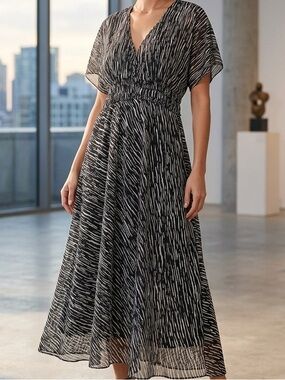 Jonathan Martin  Abstract Print Midi Dress